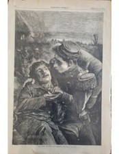 Dying Soldiers Last Message 1871 Harpers Weekly Civil War Henry Woods Wood Block