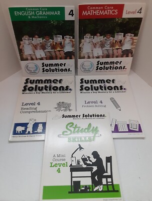 Summer Solutions Workbooks Level 4 Math Grammar Reading Prob Solving Set 5 READ)