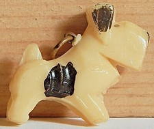 VINT WESTIE SCOTTIE TERRIER SPOTTED DOG CELLULOID CHARM JAPAN