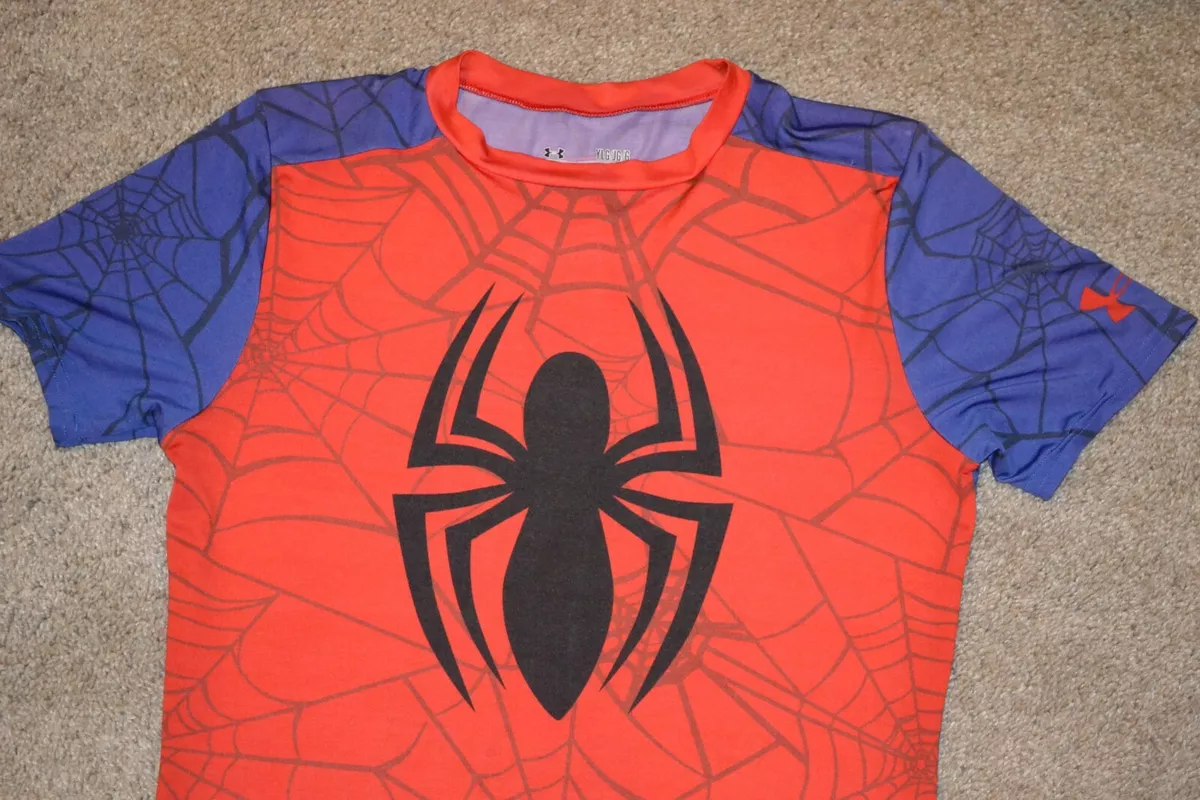 Under Armour Boy's SPIDERMAN Compression Shirt Size L Youth GUC