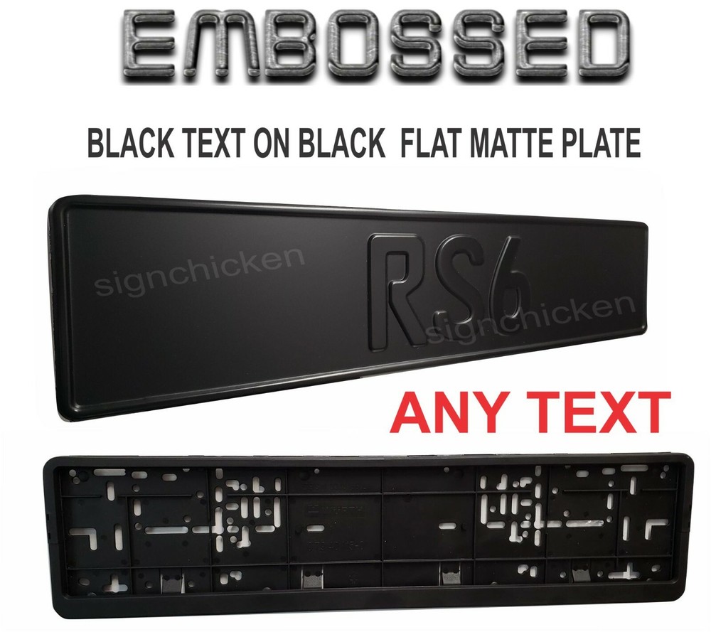 Black Matte Euro Plate with Black Text - Includes Frame  