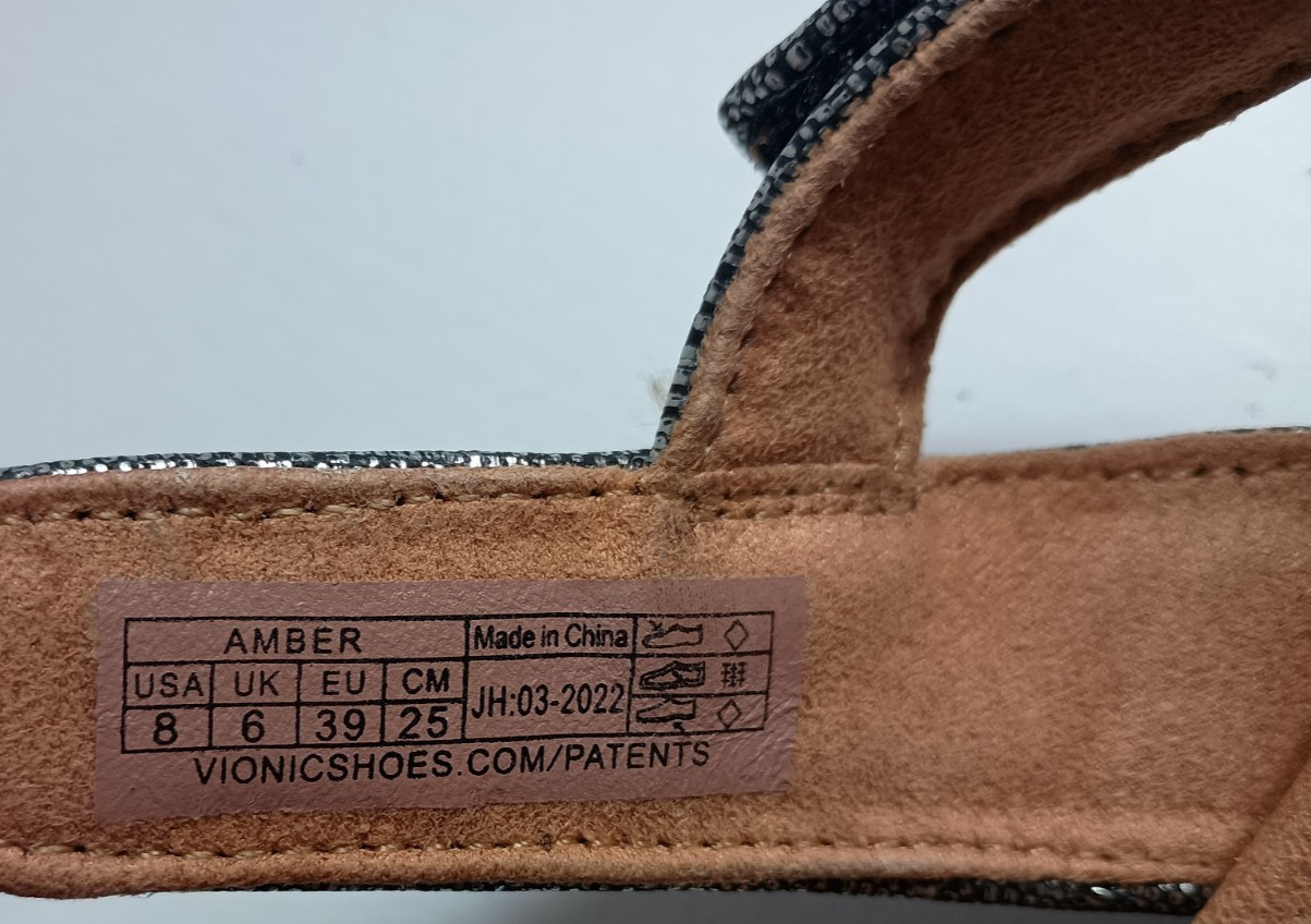 Vionic Amber Metallic Silver Black Slingback Stra… - image 8