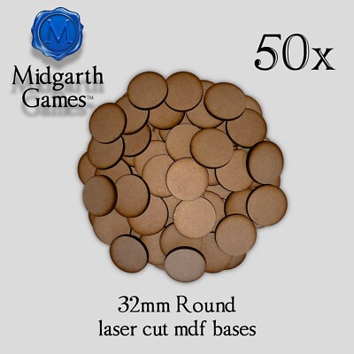 50x 32mm round MDF Bases Miniature Warhammer Laser Cut 40K FAST SHIPPING