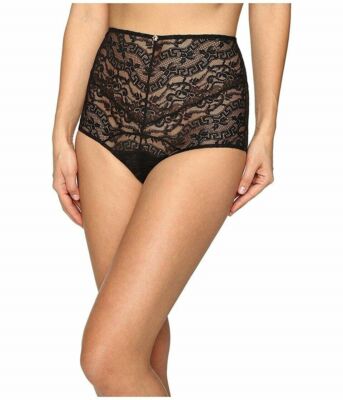 Versace Womens Lace High Waisted Panty Underwear Black Size 4