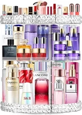 DenCert 360 Rotating Makeup Organizer, Large Capacity Cosmetic Clear 