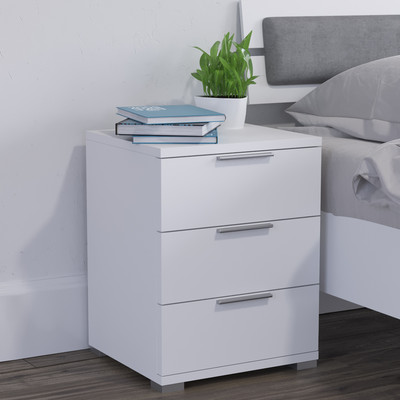 Lot De 2 Tables De Nuit Vicco Blanches - 3 Tiroirs Chacune - Neuves