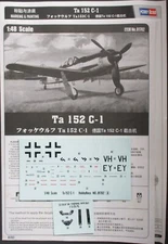 Hobby Boss 1/48th Scale Ta -152 C-1 - Decals from Kit No. 81702
