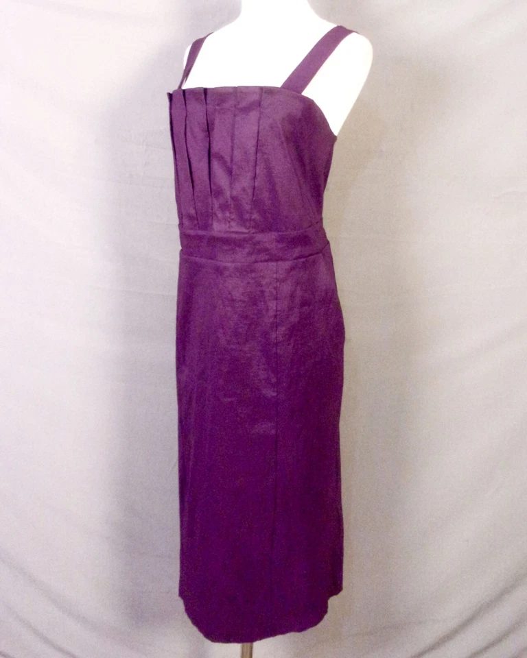 Usado en excelente estado Vestido IGIGI Plisado Plisado Corpiño Correas Forrado Tafetán Spandex EE. UU. 22 Foto 3 de 4