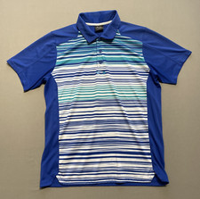 Oakley Shirt Mens Medium Blue White Green HYDROLIX Performance Golf Polo Top