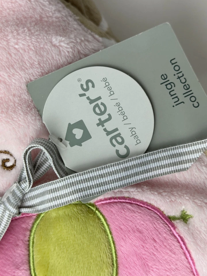 NWT Carters Jungle Jill Monkey Elephant Bird Giraffe Pink Brown Baby Blanket - Image 2 of 4