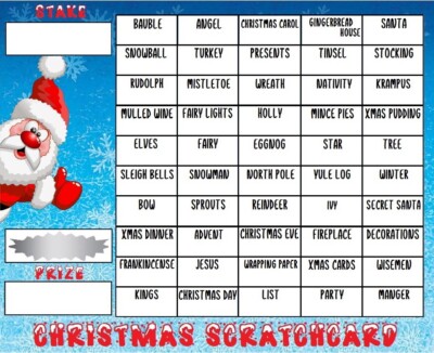 50 NAMEN WEIHNACHTEN THEMA SPENDENAKTION RUBBELKARTEN WOHLTÄTIGKEITSVERANSTALTUNG NICHT FUSSBALLMANNSCHAFT