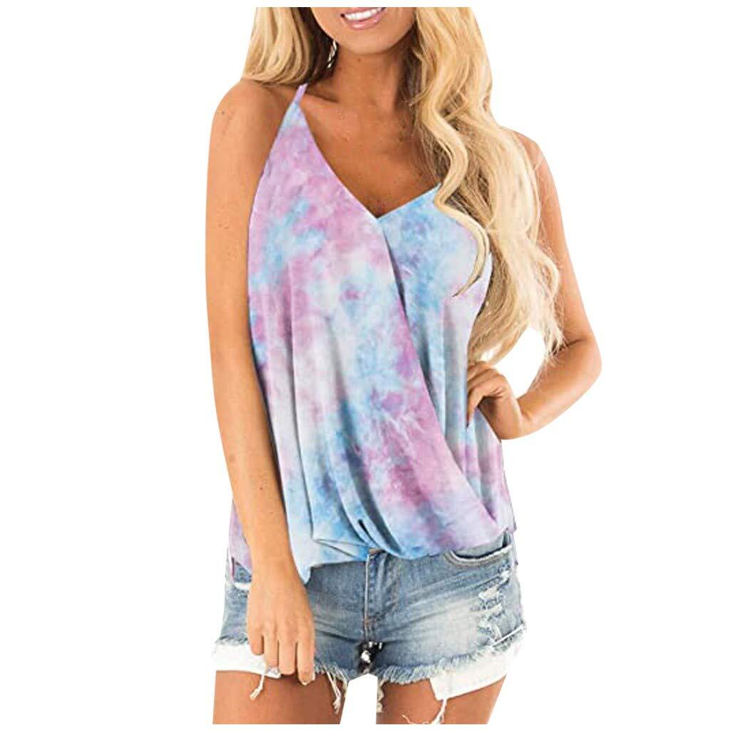 YTao Tank Tops for Women,Women's Adjustable Blouses V Neck Floral Pri (Vinyl LP)