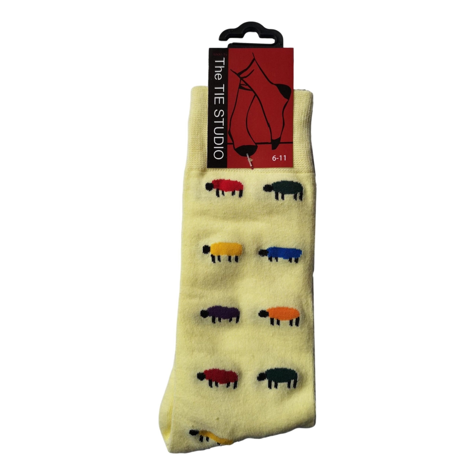 Colourful Sheep on Yellow Unisex Novelty Ankle Socks UK Adult Size 6-11