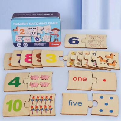 Holz Zahlen passendes Puzzle Montessori Früherziehung digitale Blöcke Spiel