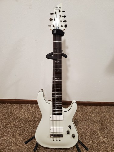 Schecter Demon-7 White Electric Guitar 