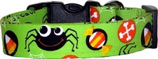 Candy Corn  Spiders Lime Halloween Handmade Dog Collar