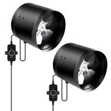 8" Inline Booster Duct Fan 430 CFM with Speed Controller for Grow Tent 2 Pack