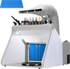 Portable Airbrush Paint Spray Booth Kit w/LED Lights, Turn Table and Filter Hose