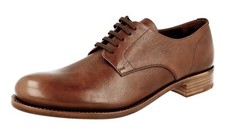 PRADA SAFFIANO Leather Derby Dress Shoes 2EA104 - Brown - NEW -  US 9 EU 42