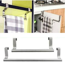 Stainless Steel Kitchen Door Hanger Holder Towel Rack Cabinet Storage Shelf