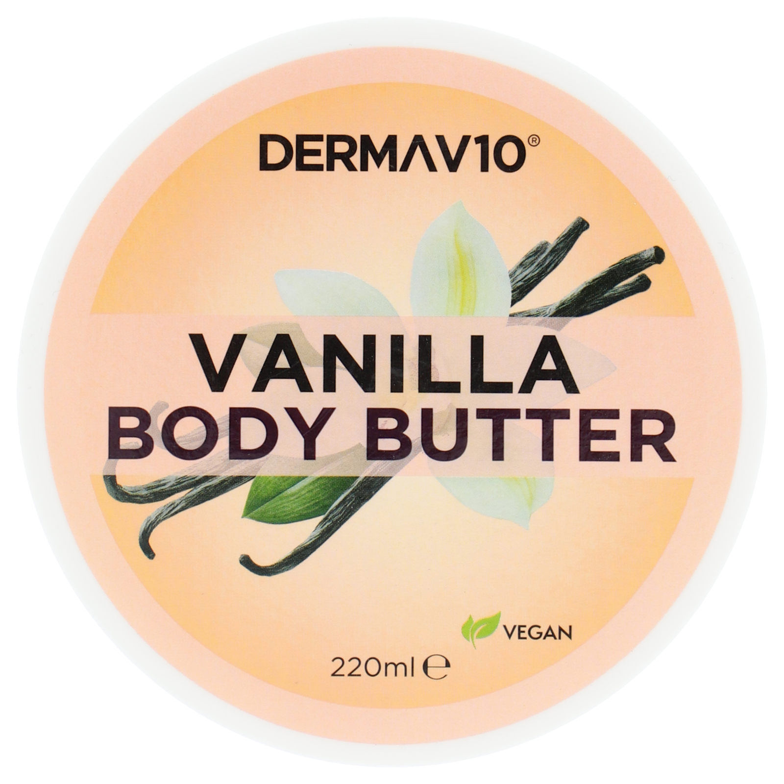 Derma V10 Vanilla Body Butter Moisturising Cream Vegan - 220ml X 6