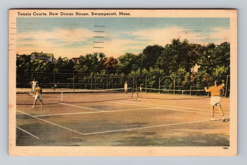 Swampscott MA-Massachusetts Tennisplätze New Ocean House Vintage Postkarte Post