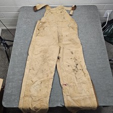 Vintage Carhartt Bib Overalls Mens 44x30 Canvas Double Knee Insulated Thrashed