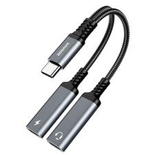 USB C Splitter, ZOOAUX Dual C Headphone and Charger 1 Pack, Grey