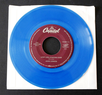 JOHN LENNON  JUST LIKE STARTING OVER/WATCHING THE WHEELS  45 BLUE VINYL