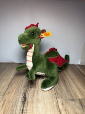 Steiff Rocky Green Dragon 13" Premium Plush Stuffed Toy Germany Vtg DAMAGED 