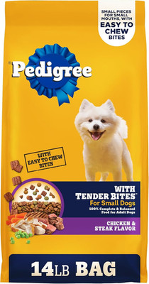Pedigree Dry Dog Food Tender Bites for Small Breed Dogs, Adult Chicken and Steak