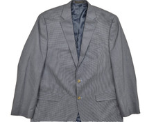 Chaps Men's Two Button Sport Coat Blazer Geometric Size 44L Blue Rayon Blend