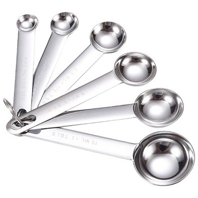 Multipurpose 6 Piece Nonrust Steel Measuring Spoons Ideal For Dry Liquids