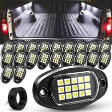 20x Pure White LED Rock Lights Underbody Glow Lamp for Offroad SUV Pickup Truck