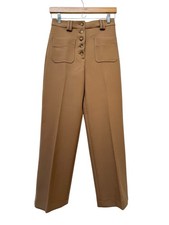 Sezane Button Front Chuck Wool Blend Trouser Pants Size 34 Camel