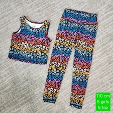 Hanna Andersson rainbow floral print on black leggings tank activewear size 5