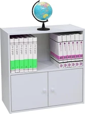 KB Designs- 2 Door Storage Bookcase with Open Shelf, White 