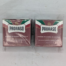 2 PRORASO Sapone Da Barba Red Shaving Soap in Bowl with Sandalwood