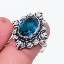 London Blue Topaz Gemstone 925 Sterling Silver Jewelry All Size Ring For Gift