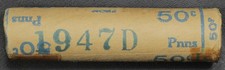 1947 D Original Roll Lincoln Wheat Copper Cents 1C