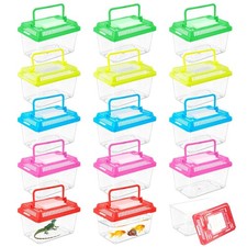 15 Pcs Small Plastic Reptile Carrier, Tarantula Enclosure Snake Breeding Box,...