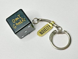 Vintage Don't Gamble Casino Key Chain Dice Sex Condom Inside Prophylactic Rubber