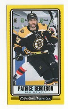 Patrice Bergeron P-7 2021-22 O-Pee-Chee Premier Tallboys Yellow Bruins Card