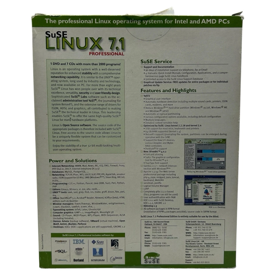 Suse Linux 7.1 Professional Edition (CD-ROM, 2001) Big Box Vintage Software - Image 2 of 4