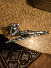 1950s Nash Flying Lady Goddess Car Hood Ornament   W Base 25428-1 25428-2