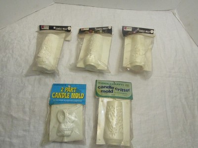 (5) Vintage Natcol Candle Mold 2-Piece Plaster Casting Eagle Owl Mouse Knight