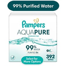 Aqua Pure Baby Wipes Unscented, 7-Pack, 392 Total Count Select for More