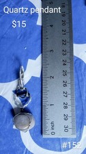 Round Gray Quartz Wire Wrapped Charm Pendant with Lobster Clasp, Silver Tone