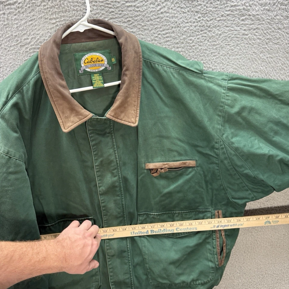 Chaqueta Cabelas Vintage Adulto 2XL XXL Verde Marrón Cuero Ropa de Trabajo Tareas Granero Y2K Foto 3 de 4