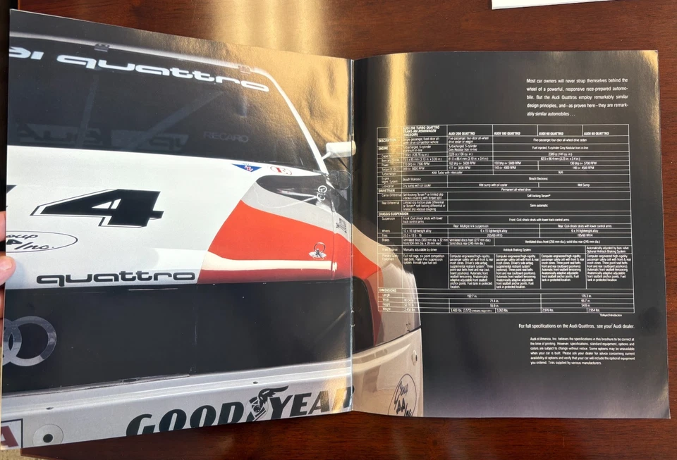 R- Vintage 1988 AUDI Quattro 80 90 100 200 200 Turbo Catálogo Publicidad Ventas Foto 2 de 4